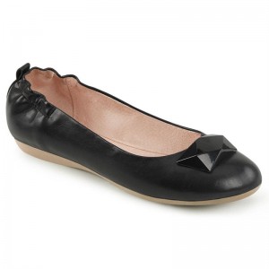 Bailarinas Pleaser Olive-08 Vegan Leather Mujer Negras | ESPAÑA TKDIM