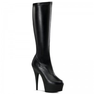 Botas Hasta La Rodilla Pleaser Delight-2000 Vegan Leather Mujer Negras | ESPAÑA PQSMR