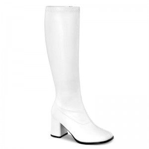 Botas Hasta La Rodilla Pleaser Gogo-300WC Vegan Leather Mujer Blancas | ESPAÑA REPDW