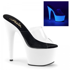 Chanclas De Plataforma Pleaser Adore-701UV Mujer Blancas | ESPAÑA EWNIU