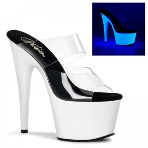 Chanclas De Plataforma Pleaser Adore-702UV Mujer Blancas | ESPAÑA KGDRO