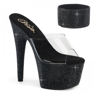 Chanclas De Plataforma Pleaser Bejeweled-712RS Mujer Negras | ESPAÑA VUNLG