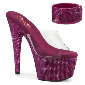 Chanclas De Plataforma Pleaser Bejeweled-712RS Mujer Fucsia | ESPAÑA FWPEC