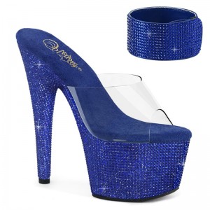 Chanclas De Plataforma Pleaser Bejeweled-712RS Mujer Azules | ESPAÑA QHKVW