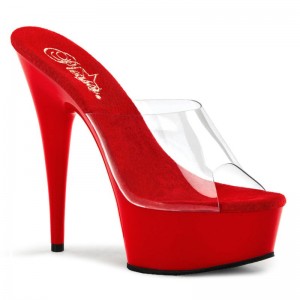 Chanclas De Plataforma Pleaser Delight-601 Mujer Rojas | ESPAÑA XANLZ