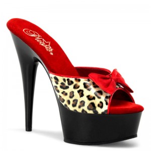 Chanclas De Plataforma Pleaser Delight-601-6 Mujer Leopardo Negras | ESPAÑA STNUP