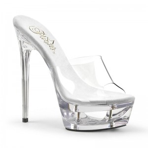 Chanclas De Plataforma Pleaser Eclipse-601 Mujer Clear | ESPAÑA HFPJT