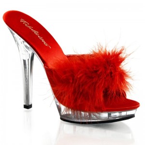 Chanclas De Plataforma Pleaser Lip-101-8 Mujer Rojas | ESPAÑA PHXNG