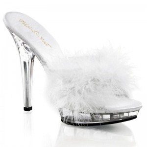 Chanclas De Plataforma Pleaser Lip-101-8 Mujer Blancas | ESPAÑA CSPEX