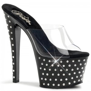 Chanclas De Plataforma Pleaser Stardust-701 Mujer Negras | ESPAÑA BYJZD