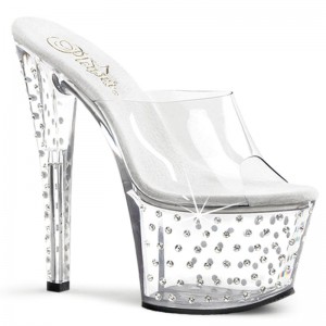 Chanclas De Plataforma Pleaser Stardust-701 Mujer Clear | ESPAÑA TNCBK