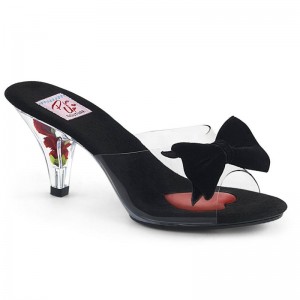 Chanclas Pleaser Belle-301BOW Mujer Negras | ESPAÑA DGNVT