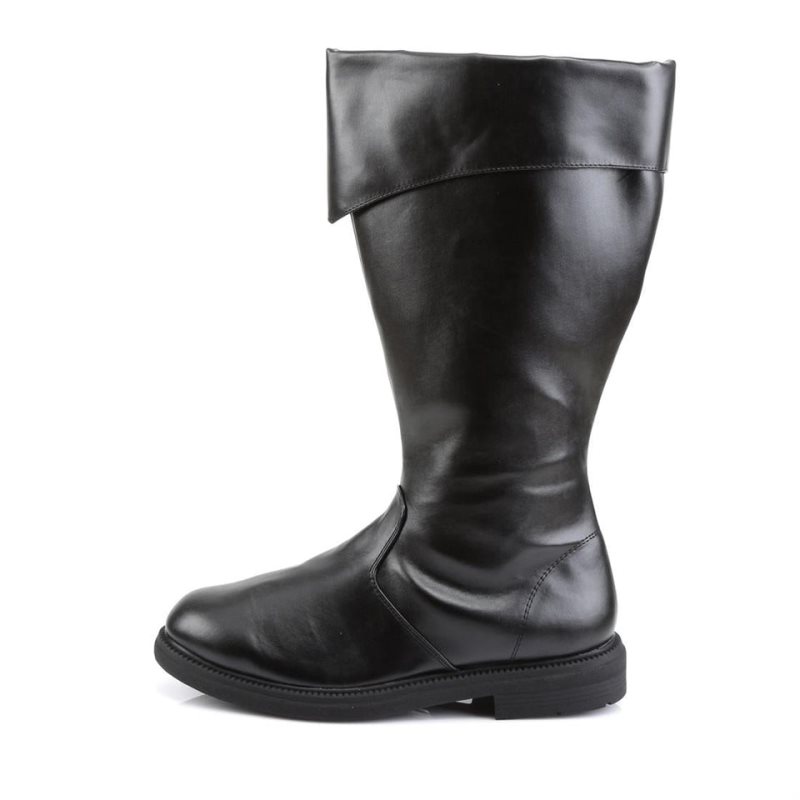 Botas Hasta La Rodilla Pleaser Captain-105 Vegan Leather Hombre Negras | ESPAÑA ZRVWM