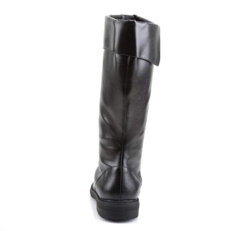 Botas Hasta La Rodilla Pleaser Captain-105 Vegan Leather Hombre Negras | ESPAÑA ZRVWM