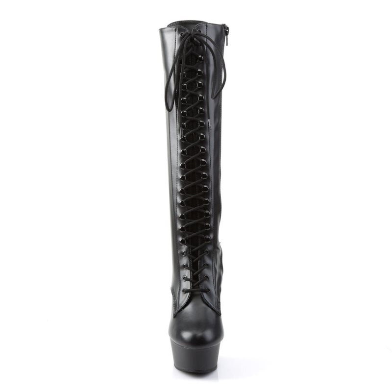 Botas Hasta La Rodilla Pleaser Delight-2023 Vegan Leather Mujer Negras | ESPAÑA SZPJC