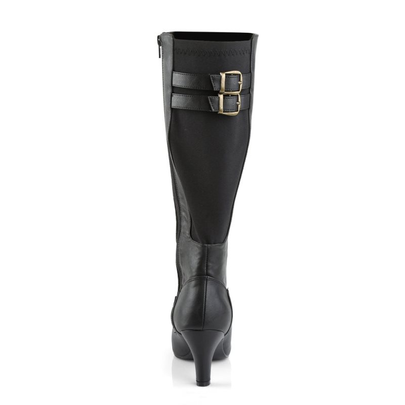 Botas Hasta La Rodilla Pleaser Divine-2018 Vegan Leather Mujer Negras | ESPAÑA LCRBD