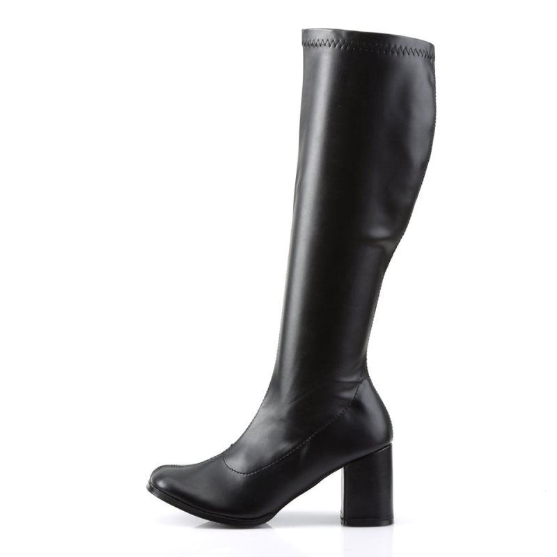 Botas Hasta La Rodilla Pleaser Gogo-300 Vegan Leather Mujer Negras | ESPAÑA RAXLG