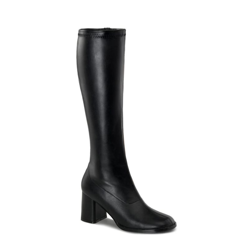 Botas Hasta La Rodilla Pleaser Gogo-300 Vegan Leather Mujer Negras | ESPAÑA RAXLG