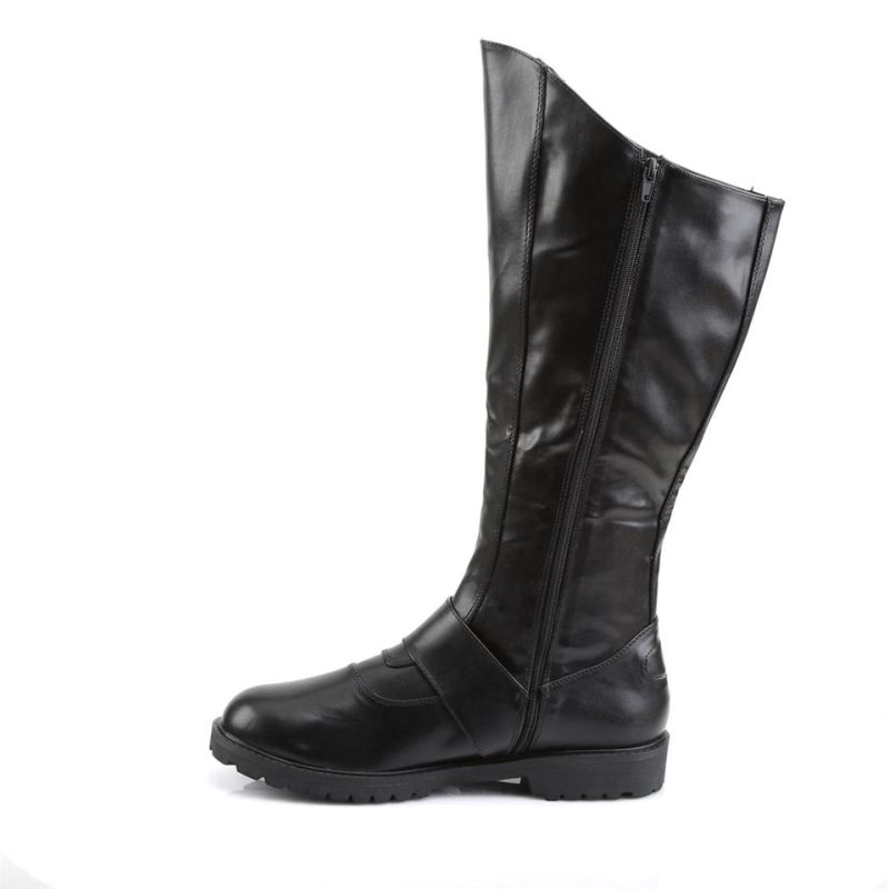 Botas Hasta La Rodilla Pleaser Gotham-100 Vegan Leather Hombre Negras | ESPAÑA SGQDK