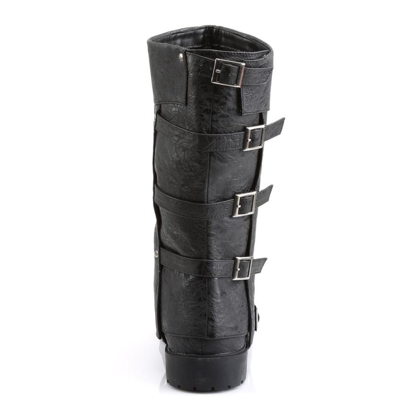 Botas Hasta La Rodilla Pleaser Gotham-105 Vegan Leather Hombre Negras | ESPAÑA GAHMV