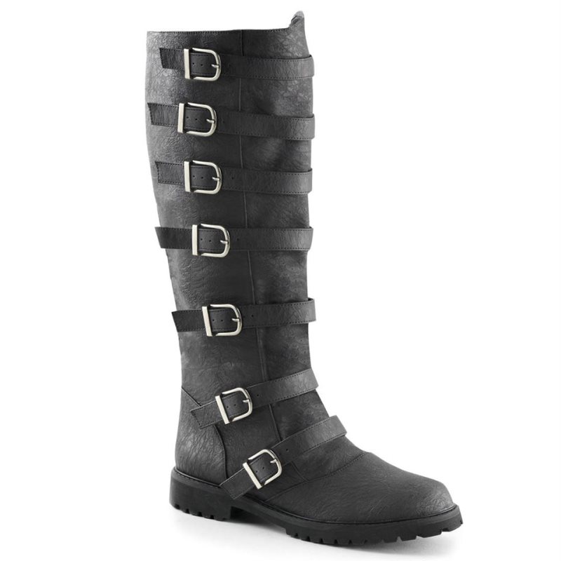 Botas Hasta La Rodilla Pleaser Gotham-110 Vegan Leather Hombre Negras | ESPAÑA ZLMGE