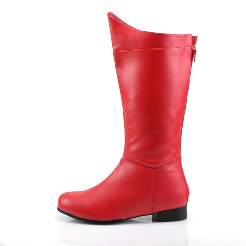 Botas Hasta La Rodilla Pleaser Hero-100 Vegan Leather Hombre Rojas | ESPAÑA WJFIT