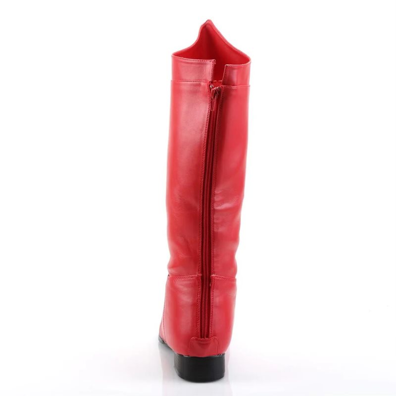 Botas Hasta La Rodilla Pleaser Hero-100 Vegan Leather Hombre Rojas | ESPAÑA WJFIT