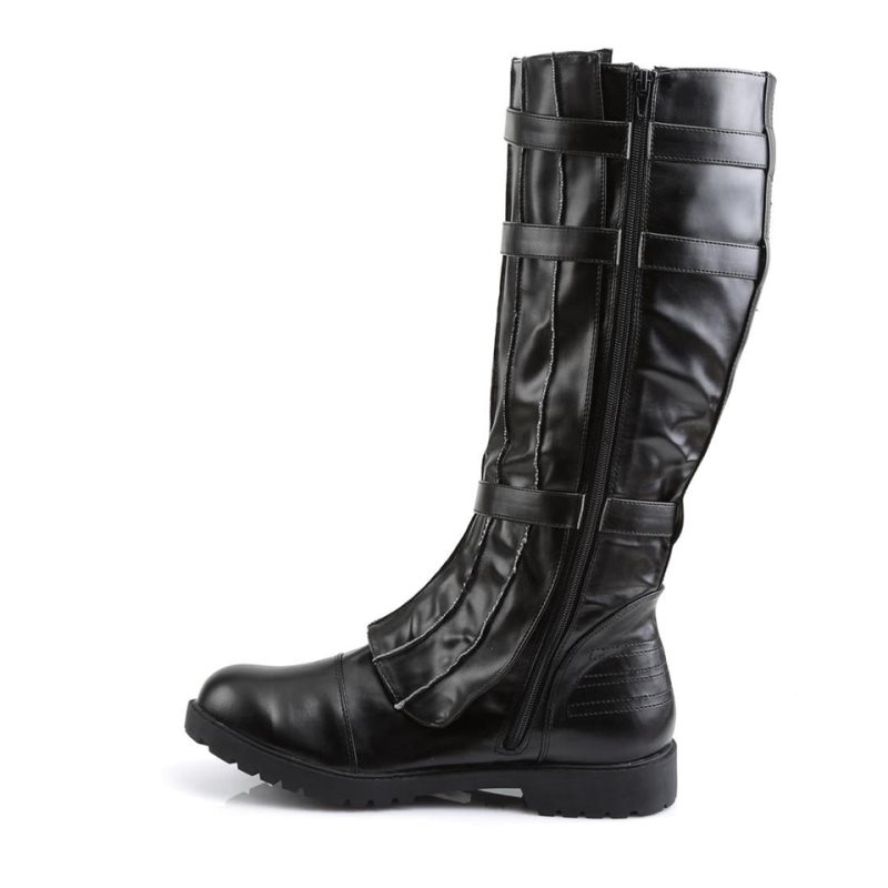 Botas Hasta La Rodilla Pleaser Walker-130 Vegan Leather Hombre Negras | ESPAÑA DQOTC