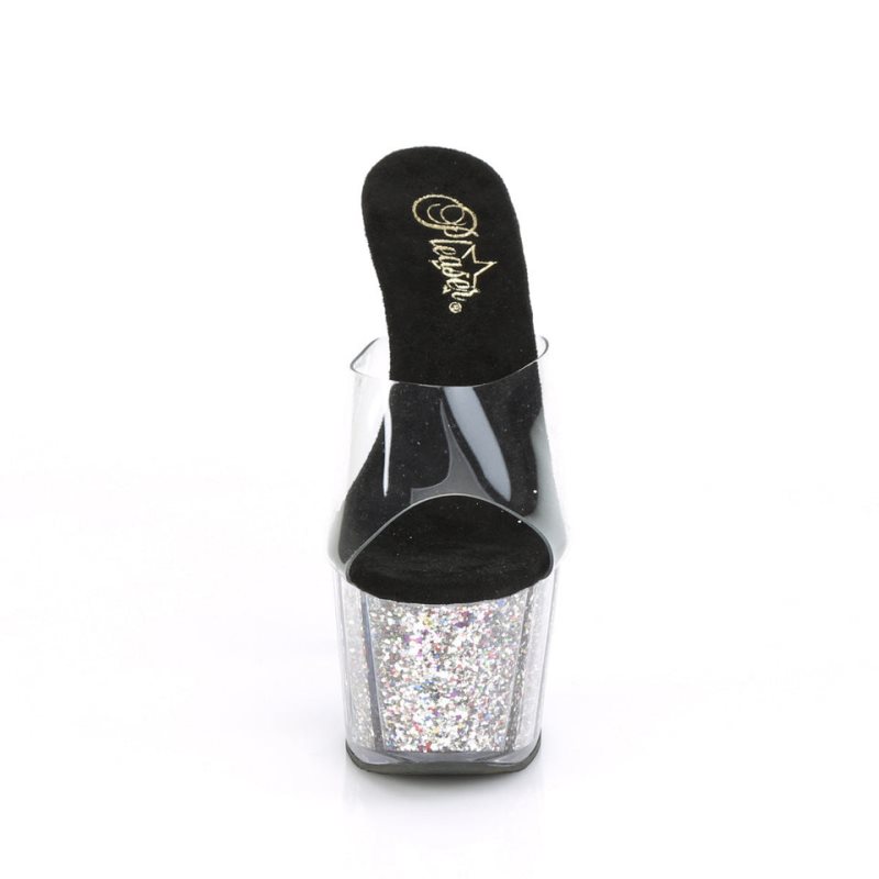 Chanclas De Plataforma Pleaser Adore-701CG Mujer Plateadas | ESPAÑA NHDYA