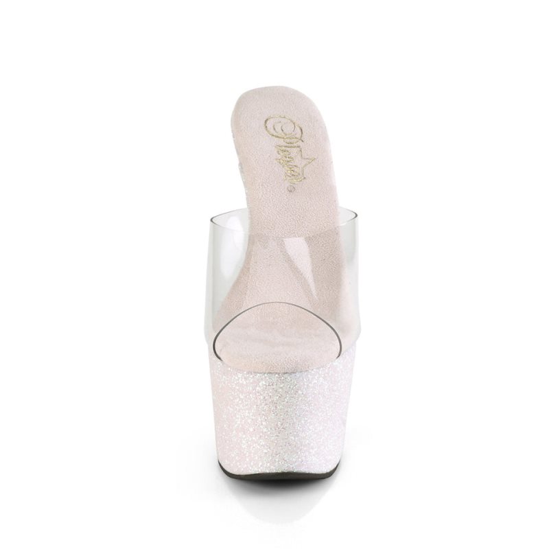 Chanclas De Plataforma Pleaser Adore-701HMG Mujer Blancas | ESPAÑA RHKSJ