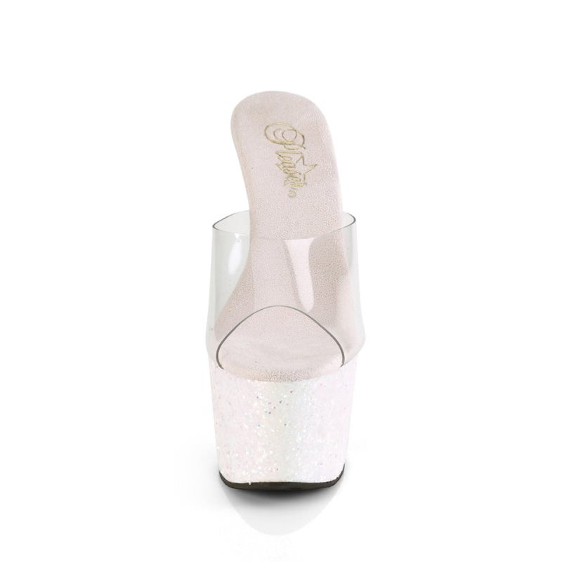 Chanclas De Plataforma Pleaser Adore-701LG Mujer Blancas | ESPAÑA TOHZQ