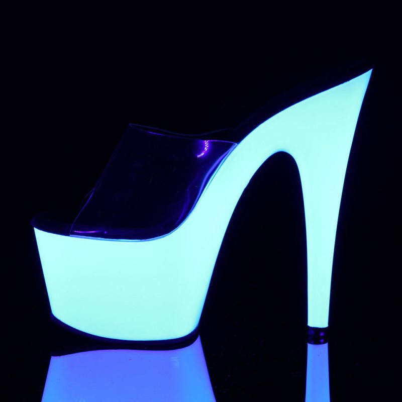 Chanclas De Plataforma Pleaser Adore-701UV Mujer Blancas | ESPAÑA EWNIU