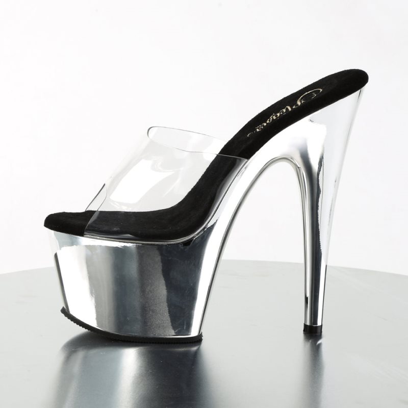 Chanclas De Plataforma Pleaser Adore-701 Mujer Plateadas | ESPAÑA LRZCJ