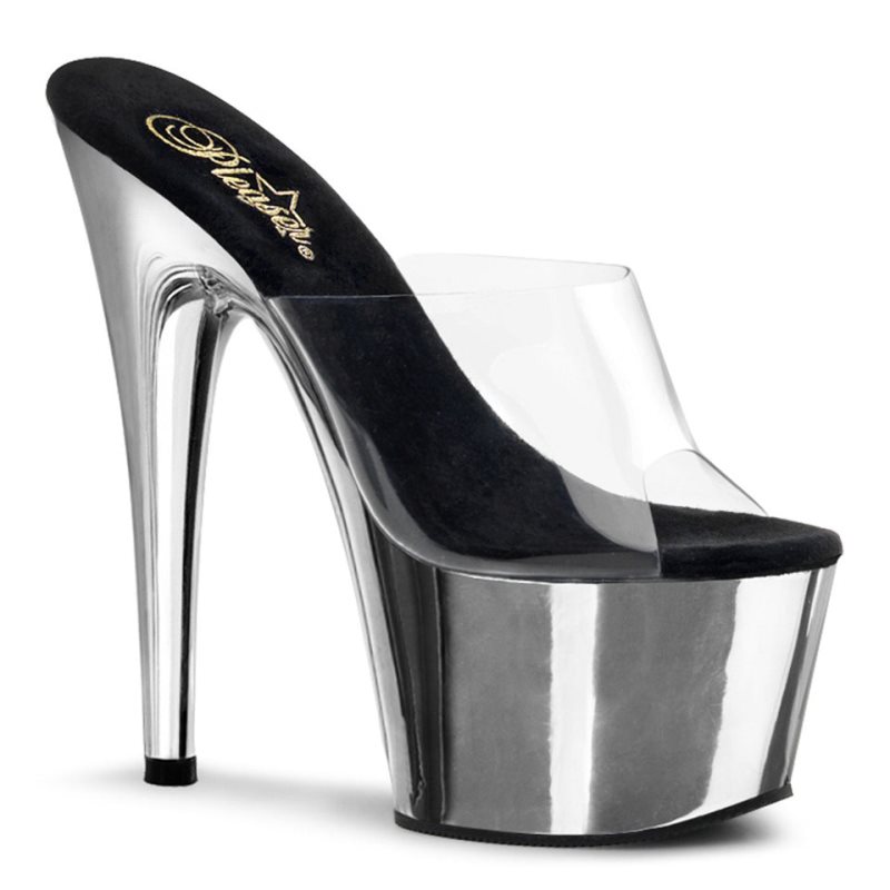 Chanclas De Plataforma Pleaser Adore-701 Mujer Plateadas | ESPAÑA LRZCJ