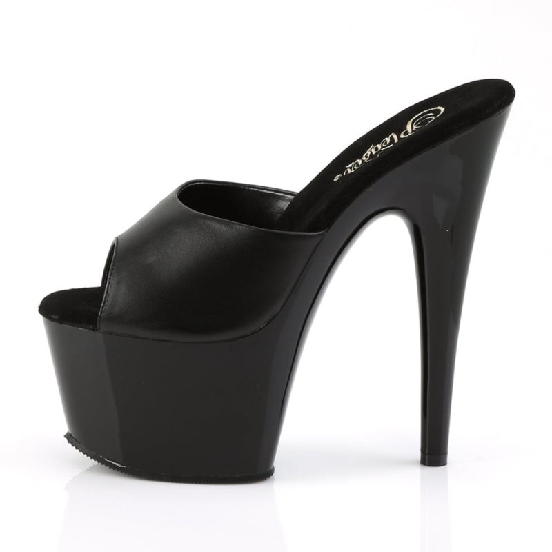 Chanclas De Plataforma Pleaser Adore-701 Leather Mujer Negras | ESPAÑA LKSGP