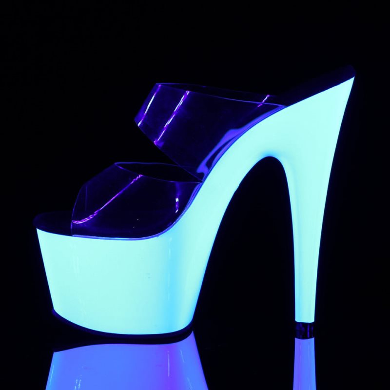 Chanclas De Plataforma Pleaser Adore-702UV Mujer Blancas | ESPAÑA KGDRO