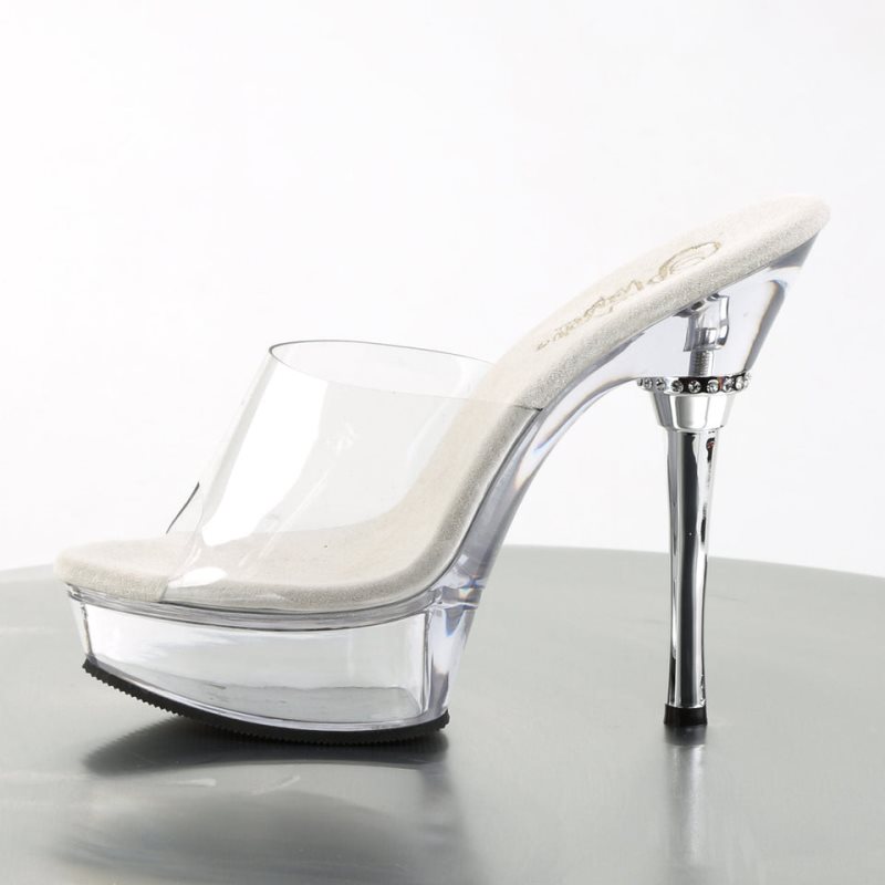 Chanclas De Plataforma Pleaser Allure-601 Mujer Clear | ESPAÑA ACZMX