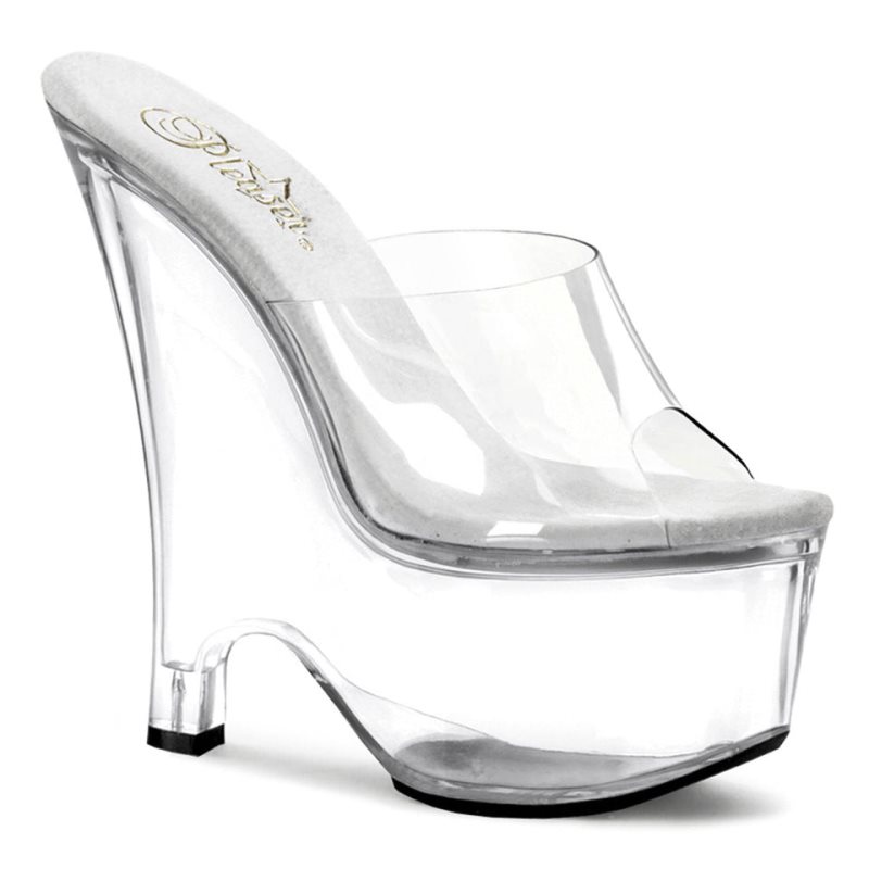 Chanclas De Plataforma Pleaser Beau-601 Mujer Clear | ESPAÑA BQNXZ