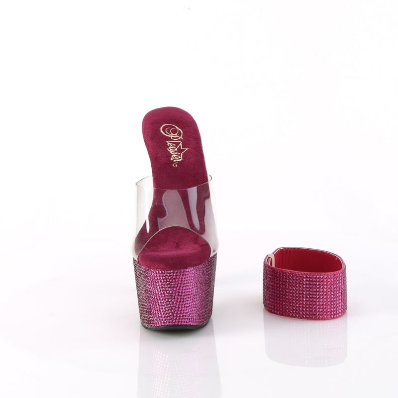 Chanclas De Plataforma Pleaser Bejeweled-712RS Mujer Fucsia | ESPAÑA FWPEC