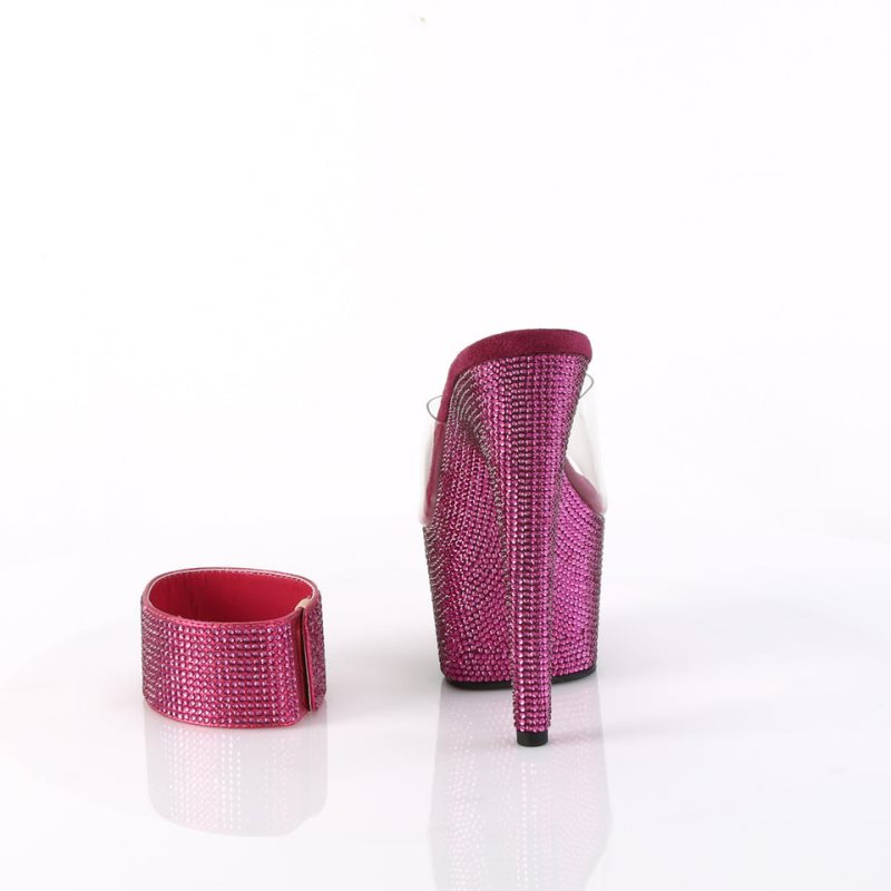 Chanclas De Plataforma Pleaser Bejeweled-712RS Mujer Fucsia | ESPAÑA FWPEC