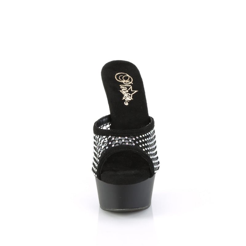 Chanclas De Plataforma Pleaser Delight-601-6RM Suede Mujer Negras | ESPAÑA ZTWXM