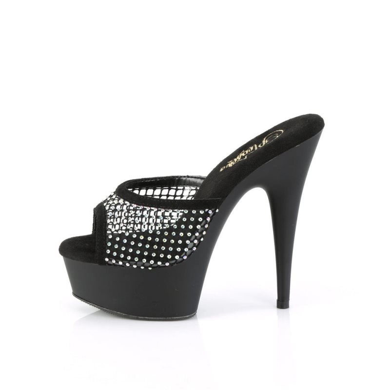 Chanclas De Plataforma Pleaser Delight-601-6RM Suede Mujer Negras | ESPAÑA ZTWXM