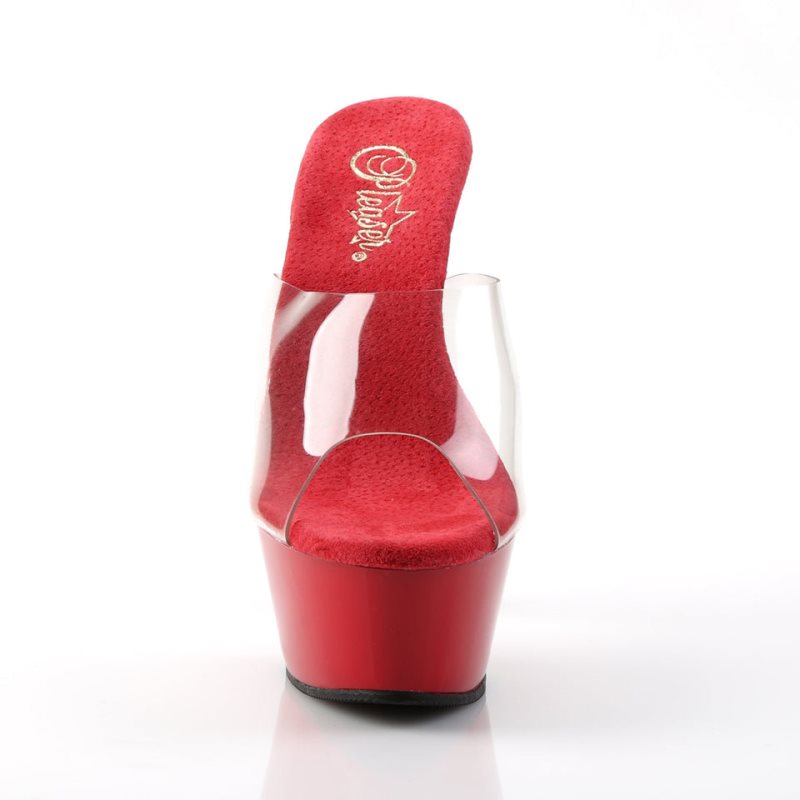 Chanclas De Plataforma Pleaser Kiss-201 Mujer Rojas | ESPAÑA IQHXM