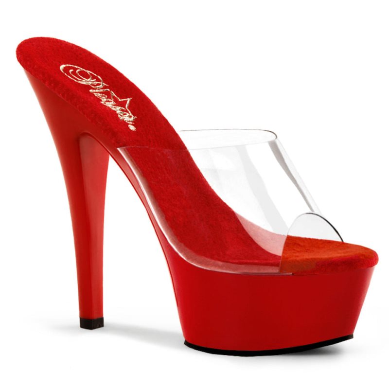 Chanclas De Plataforma Pleaser Kiss-201 Mujer Rojas | ESPAÑA IQHXM