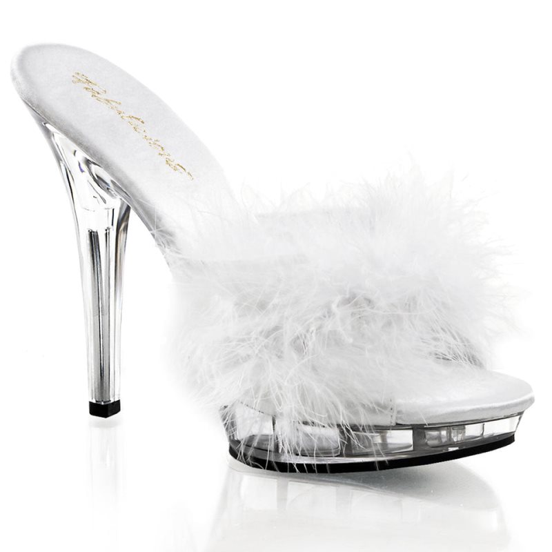 Chanclas De Plataforma Pleaser Lip-101-8 Mujer Blancas | ESPAÑA CSPEX