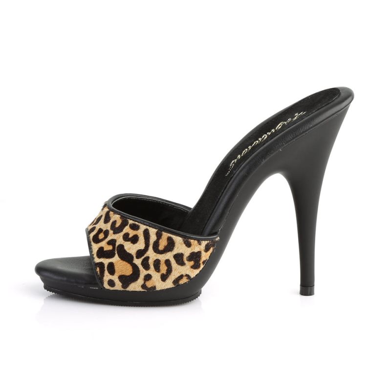 Chanclas De Plataforma Pleaser Poise-501FUR Mujer Negras | ESPAÑA ELNPA