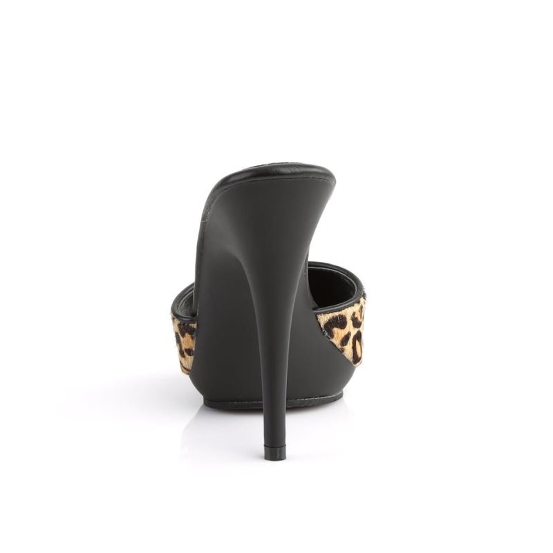 Chanclas De Plataforma Pleaser Poise-501FUR Mujer Negras | ESPAÑA ELNPA