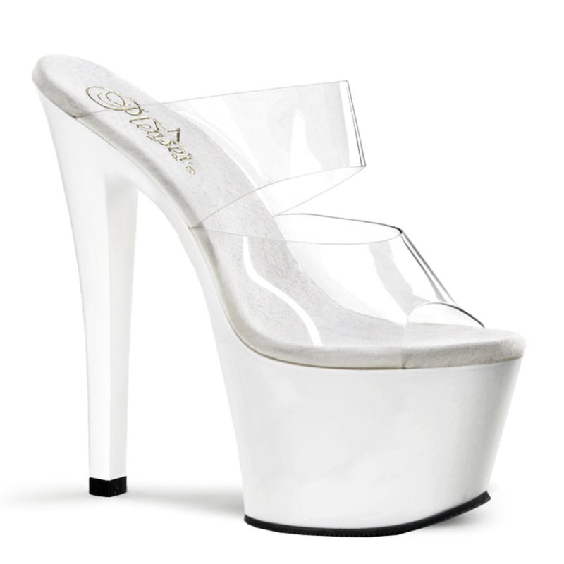 Chanclas De Plataforma Pleaser Sky-302 Mujer Blancas | ESPAÑA BXHEI