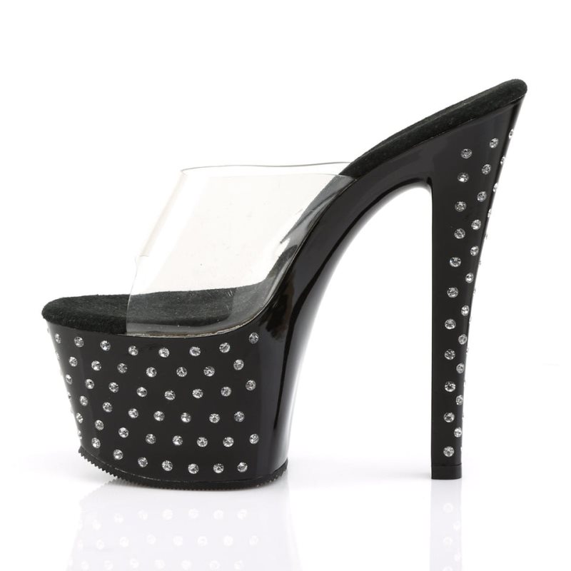 Chanclas De Plataforma Pleaser Stardust-701 Mujer Negras | ESPAÑA BYJZD