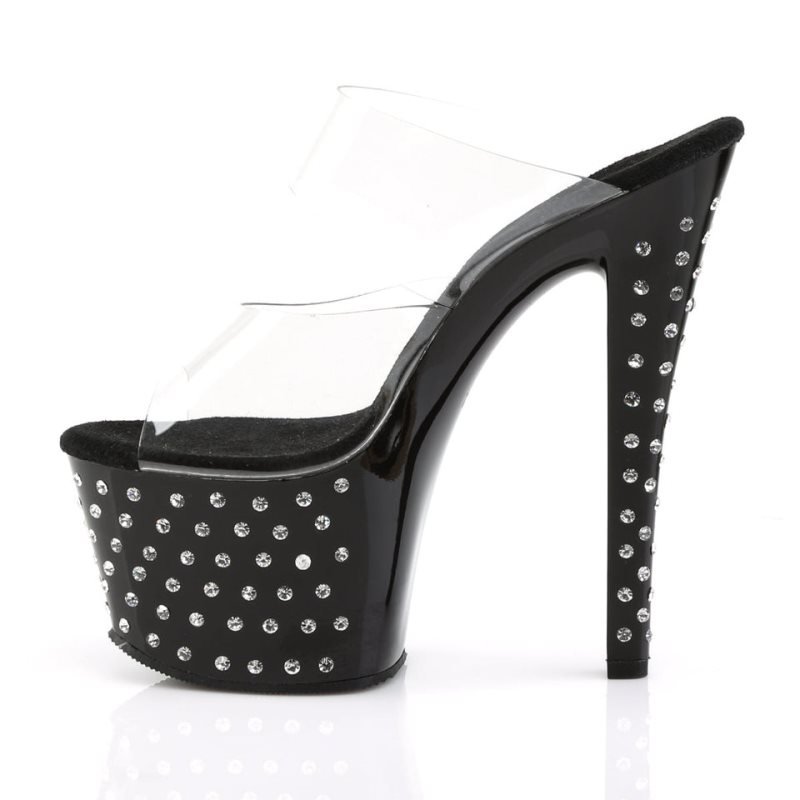 Chanclas De Plataforma Pleaser Stardust-702 Mujer Negras | ESPAÑA CNOET